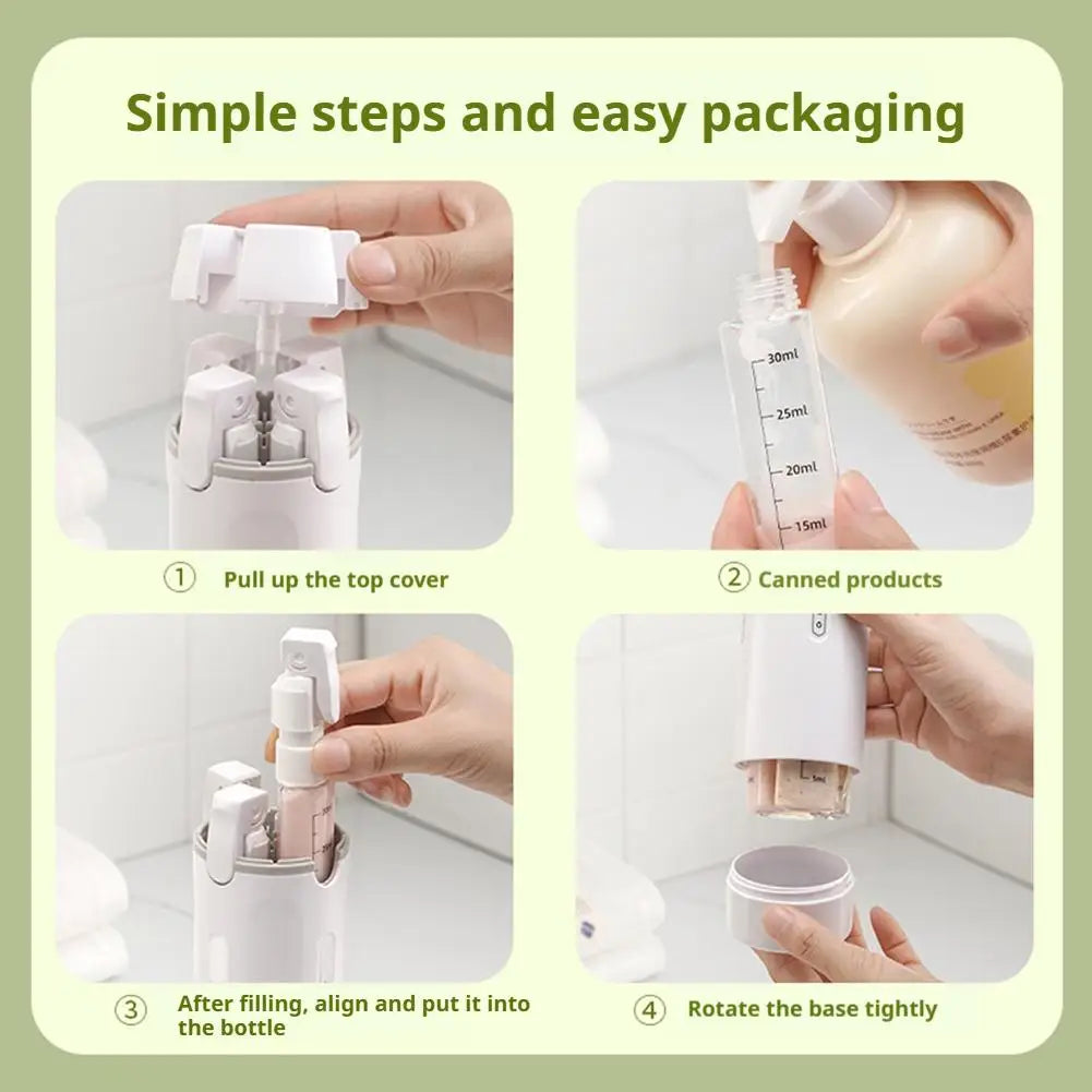 4 in 1 Travel Dispenser Portable Travel Bottles Leak Proof Leakproof Travel Container for Perfume Shampoo Conditioner Lotion
